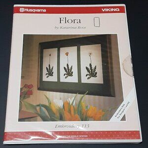 Husqvarna Viking FLORA Embroidery 113 Disk & Booklet Designer 1 & PC Vintage